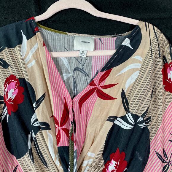 I. Madeline Womens Dress Multicolored Floral V Neck Flowy Short Sleeve Small - Picture 2 of 10
